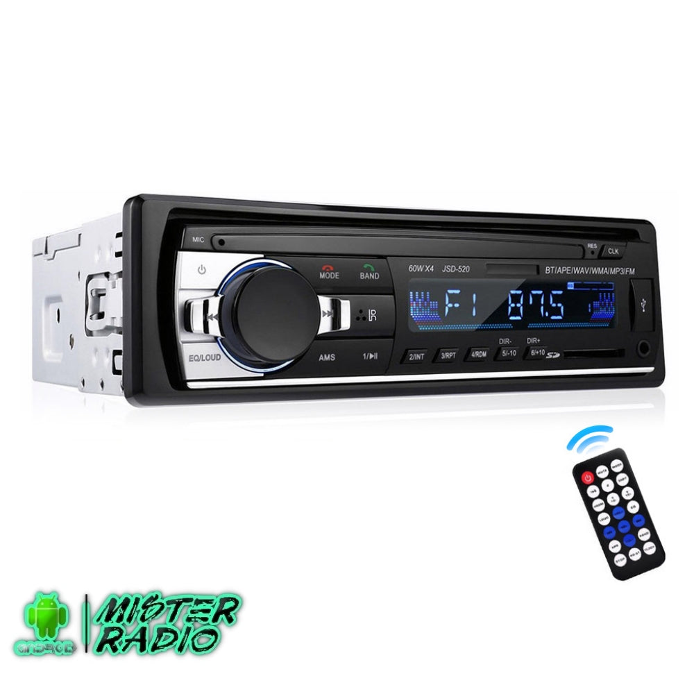 Rádio player Bluetooth 1 DIN, MP3, áudio FM, música estéreo, USB/SD