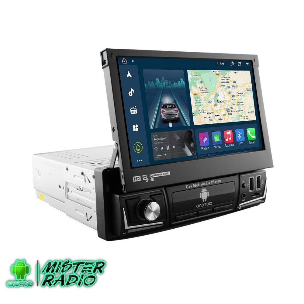 Rádio navegador GPS universal 1 DIN, tela retrátil de 7 polegadas