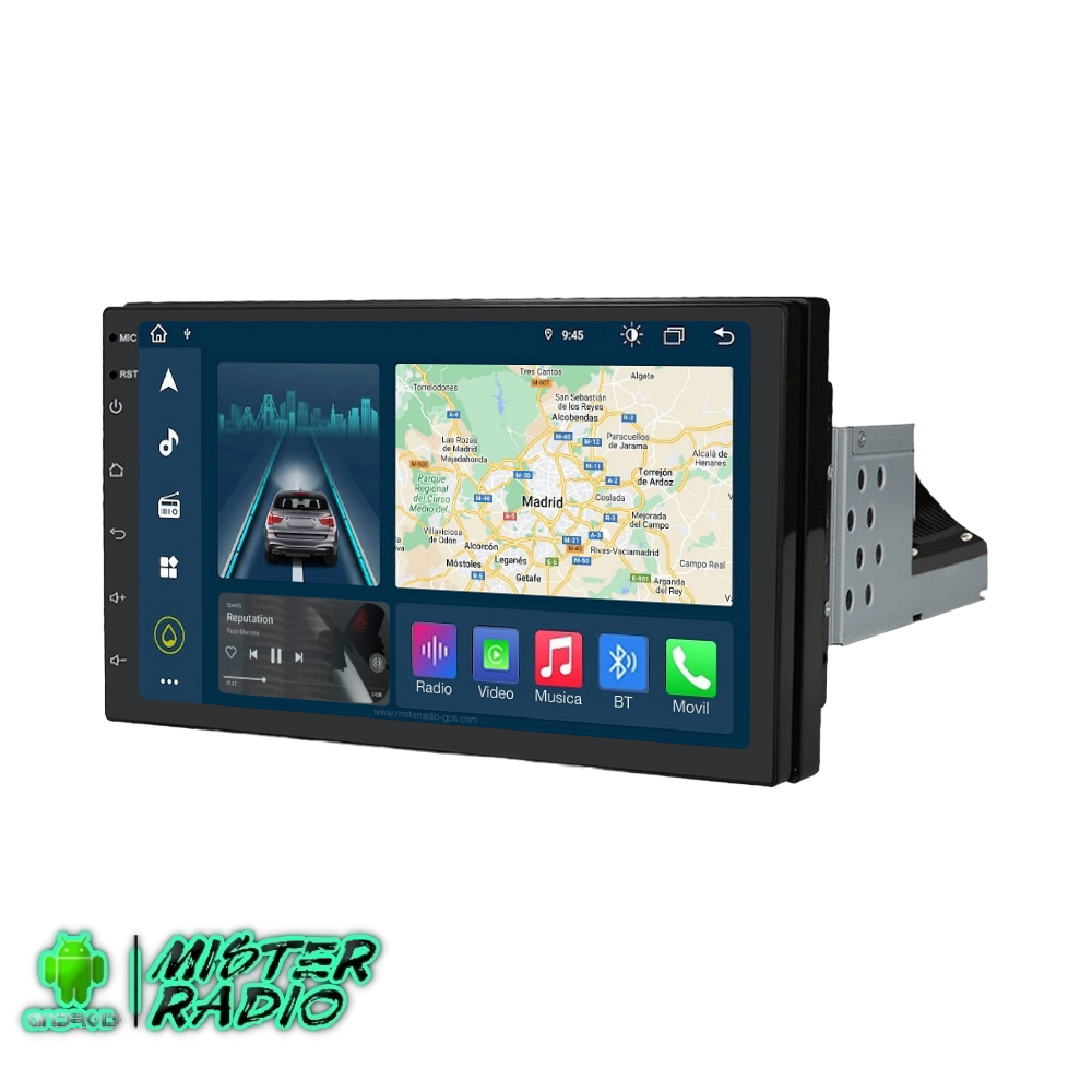 Rádio navegador GPS universal 1 DIN, tela FHD de 7”