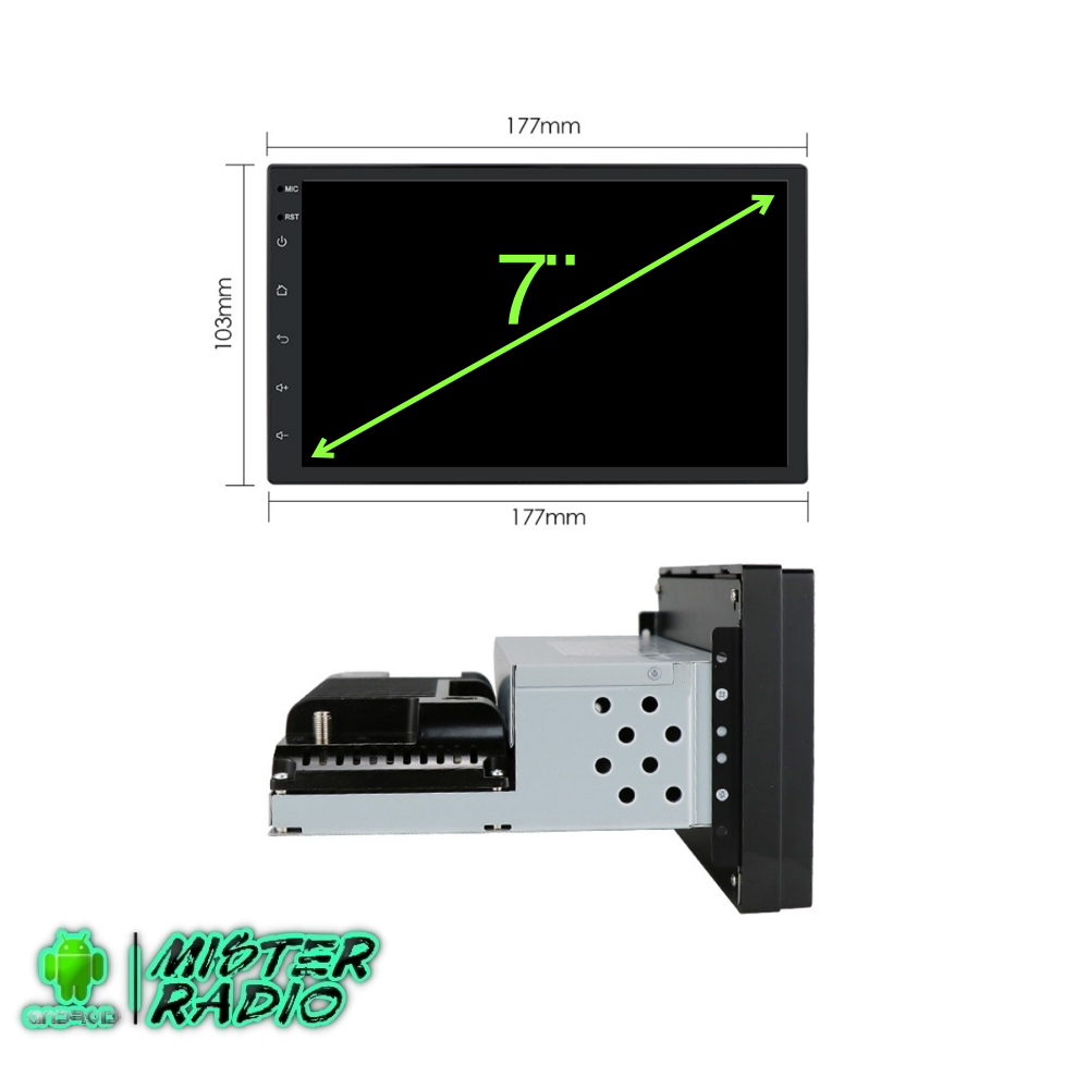 Rádio navegador GPS universal 1 DIN, tela FHD de 7”