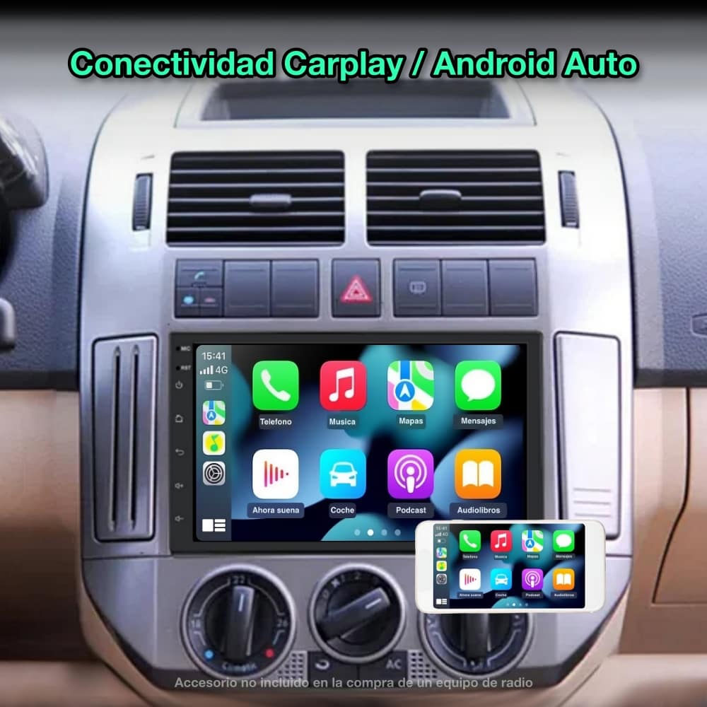 Rádio navegador GPS universal 1 DIN, tela FHD de 7”