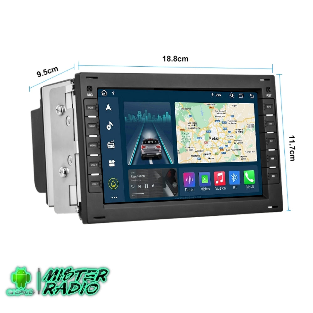 Tela de rádio Volkswagen, Seat, Skoda de 7 polegadas