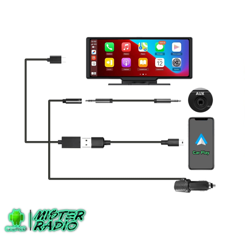 Rádio universal com tela Carplay e câmera DVR