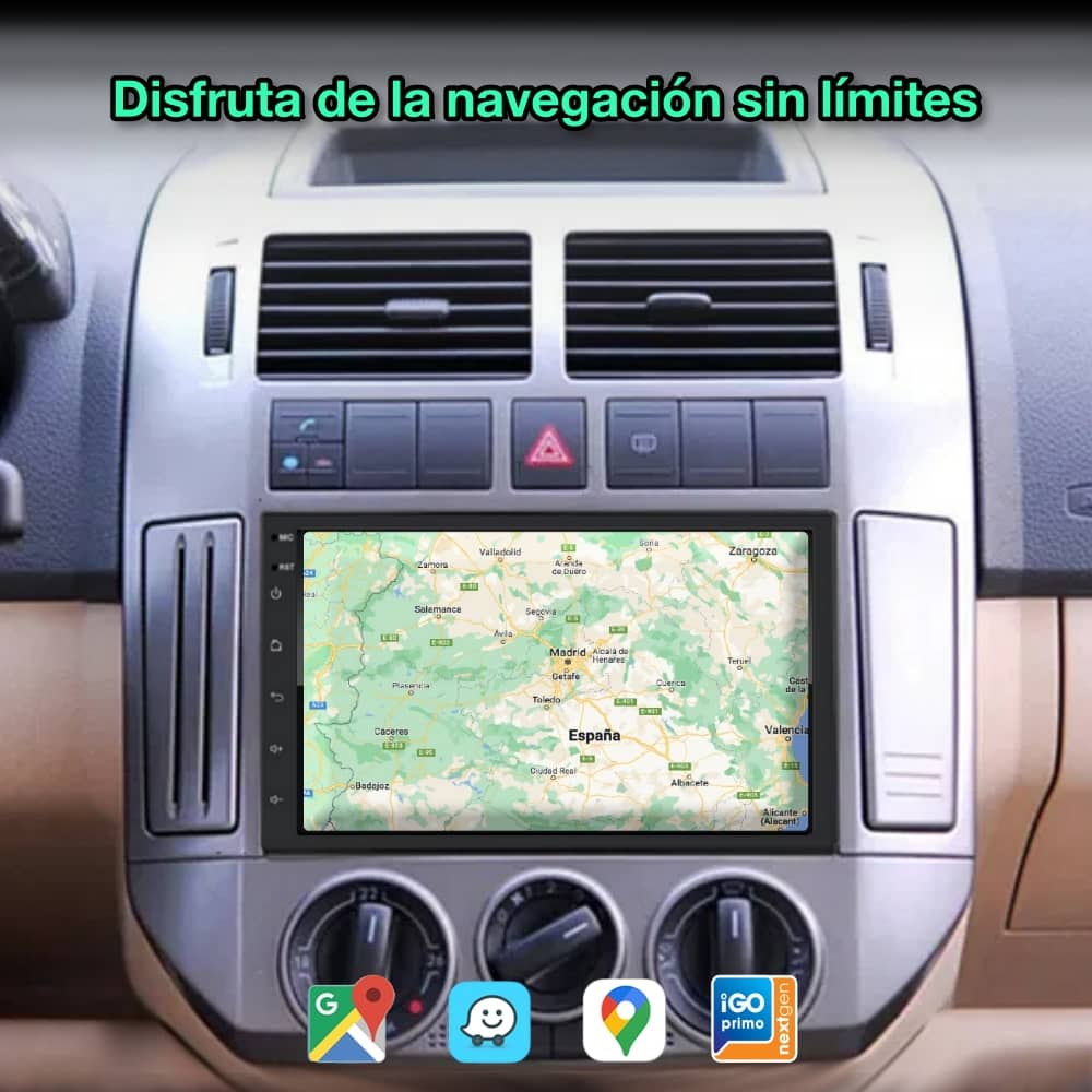 Rádio navegador GPS universal 1 DIN, tela FHD de 7”