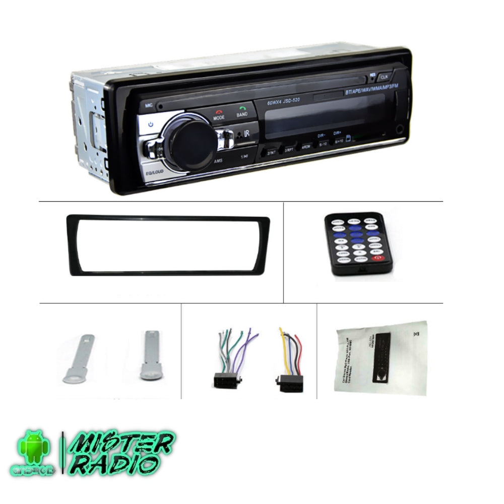 Rádio player Bluetooth 1 DIN, MP3, áudio FM, música estéreo, USB/SD 