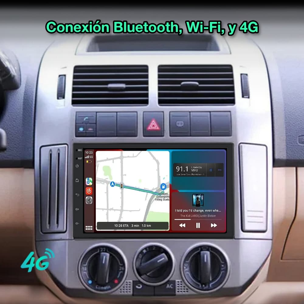 Rádio navegador GPS universal 1 DIN, tela FHD de 7” 