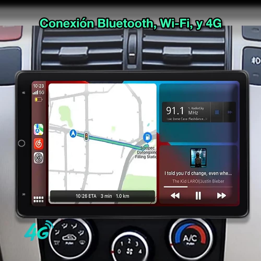 Rádio com tela de navegador GPS universal 2 DIN, tela FHD de 10” 