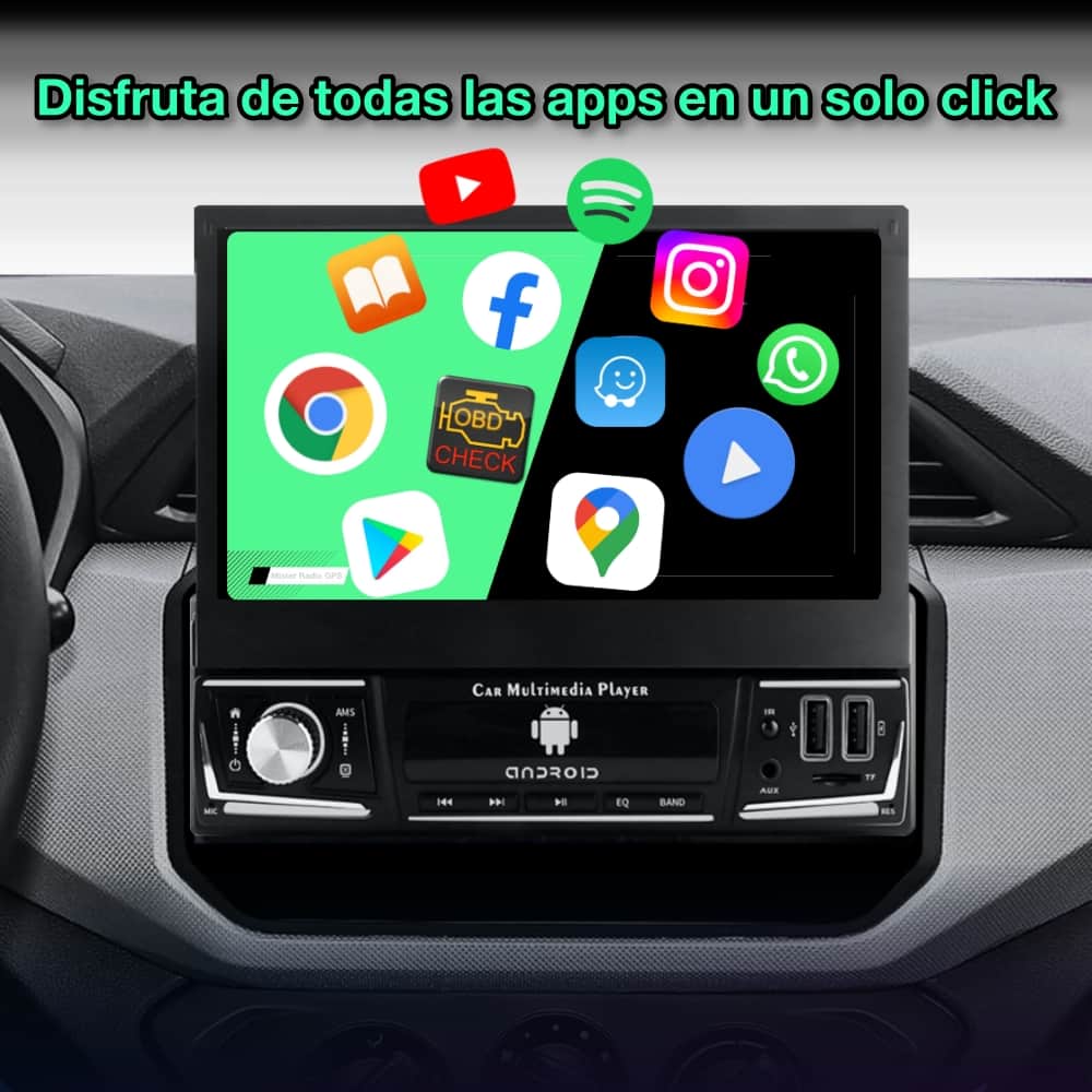 Rádio navegador GPS universal 1 DIN, tela retrátil de 7 polegadas 