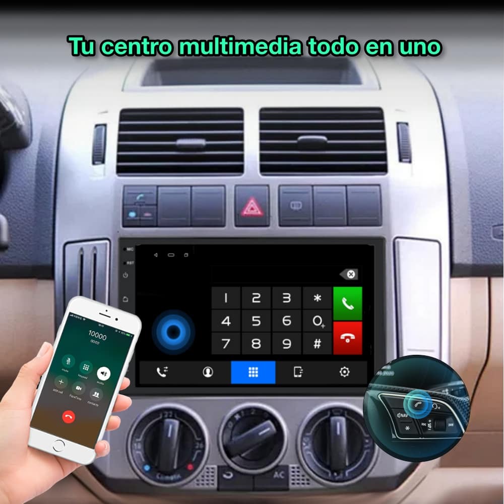 Rádio navegador GPS universal 1 DIN, tela FHD de 7” 