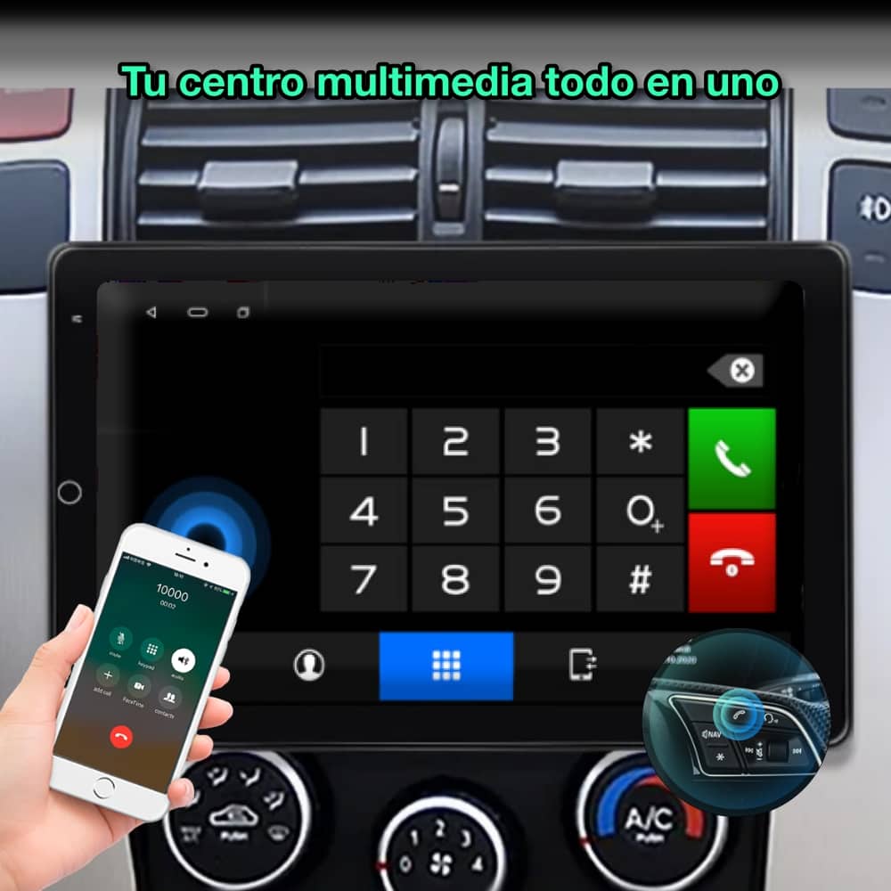 Rádio com tela de navegador GPS universal 2 DIN, tela FHD de 10” 