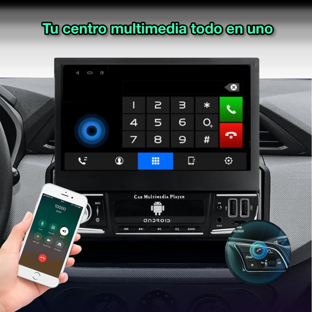 Rádio navegador GPS universal 1 DIN, tela retrátil de 7 polegadas 