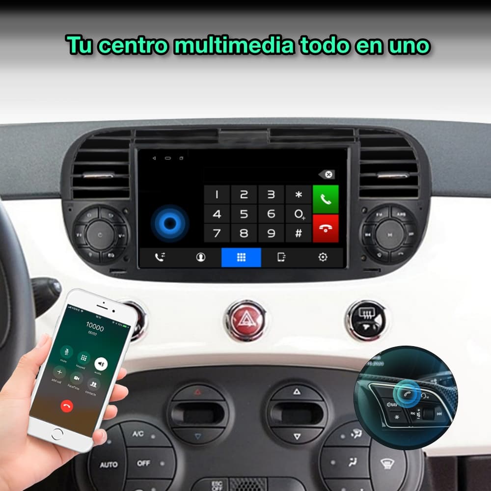Fiat 500 2007-2014 7" Tela 