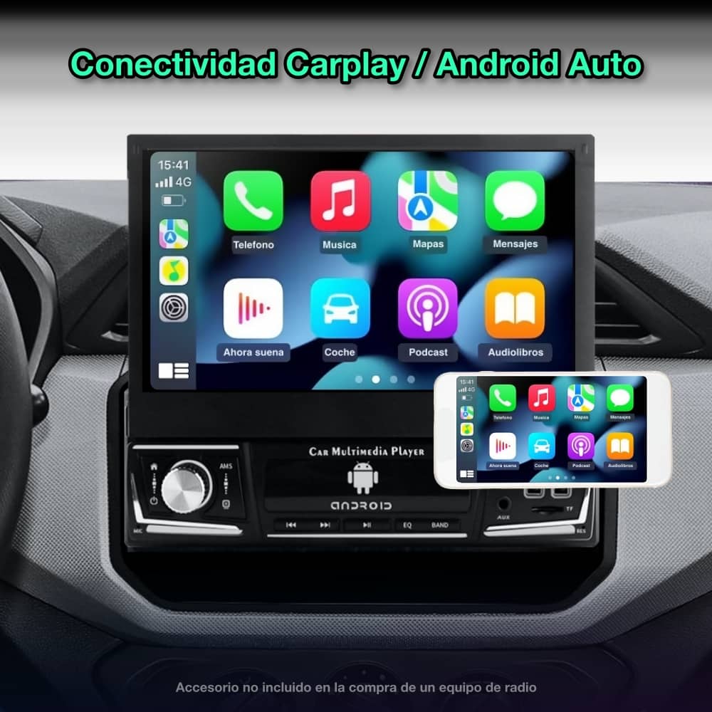 Rádio navegador GPS universal 1 DIN, tela retrátil de 7 polegadas 