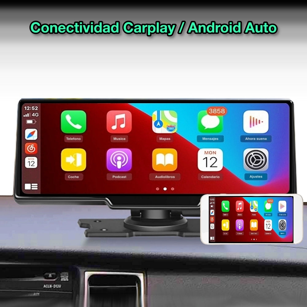 Rádio universal com tela Carplay e câmera DVR 